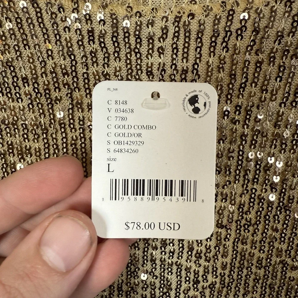 NEW Intimately‎ Free People Gold Rush Sequin Shirt Glam Maximalist Women Large